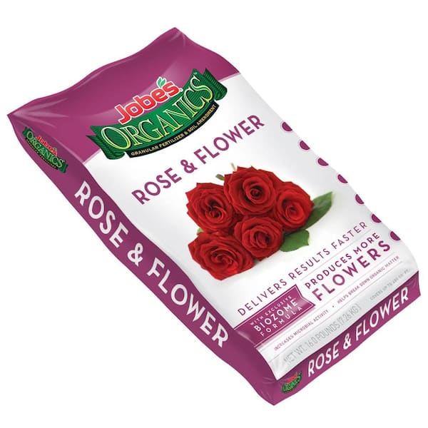Jobe's Organics 16 lb. Organic Rose and Flower Plant Food Fertilizer with Biozome, OMRI Listed