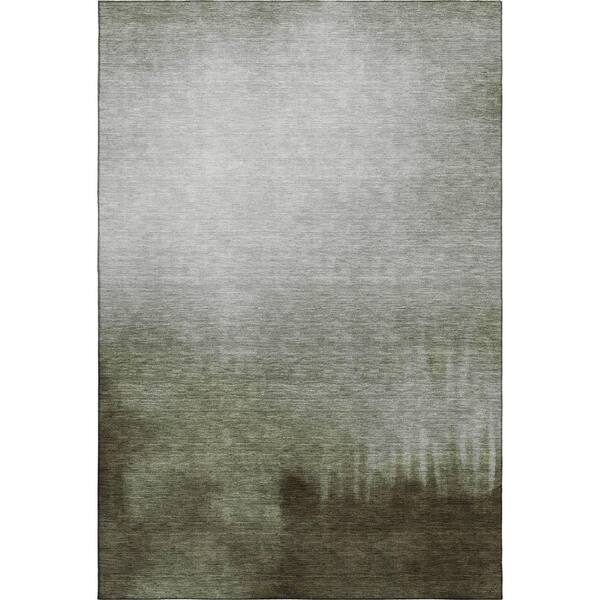 Mayfield Premium Machine Washable Abstract AMF2420 Celery 5 ft. x 7 ft. 6 in. Area Rug