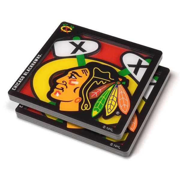 NHL Chicago Blackhawks 3D Logo 2-Piece Assorted Colors Acrylic Coasters