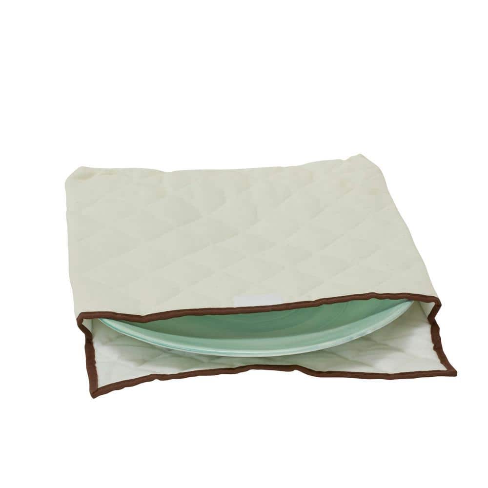 Natural Canvas Serveware Storage Box with Quilted Pouches