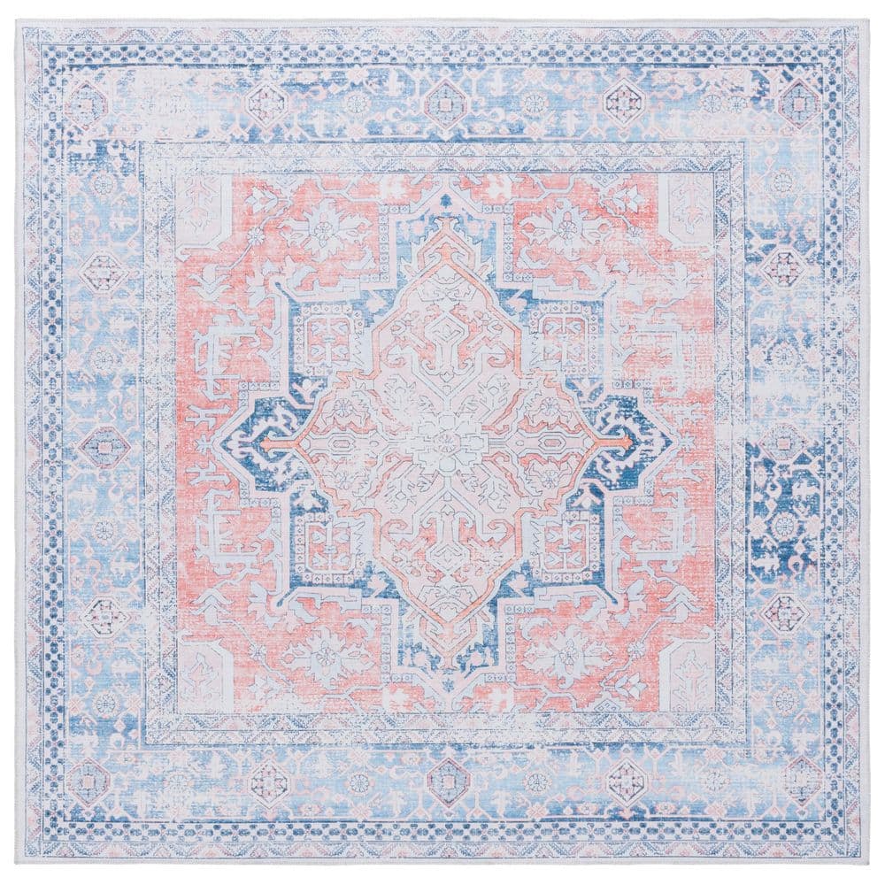 Arizona 6 ft. x 6 ft. Rust/Navy Machine Washable Distressed Border Ornate square Area Rug price history on PriceWatchPro