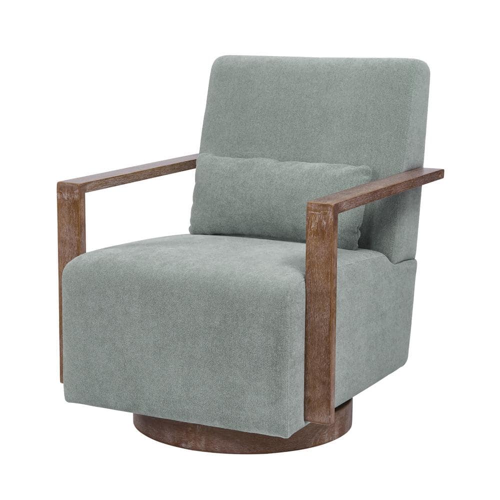 Pale Green Linen Blend Swivel Accent Chair Modern Upholstered Armchair ...