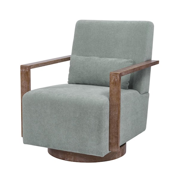 Unbranded Pale Green Linen Blend Swivel Accent Chair Modern Upholstered Armchair 360° Comfy Lounge Reading Chair Side Chair