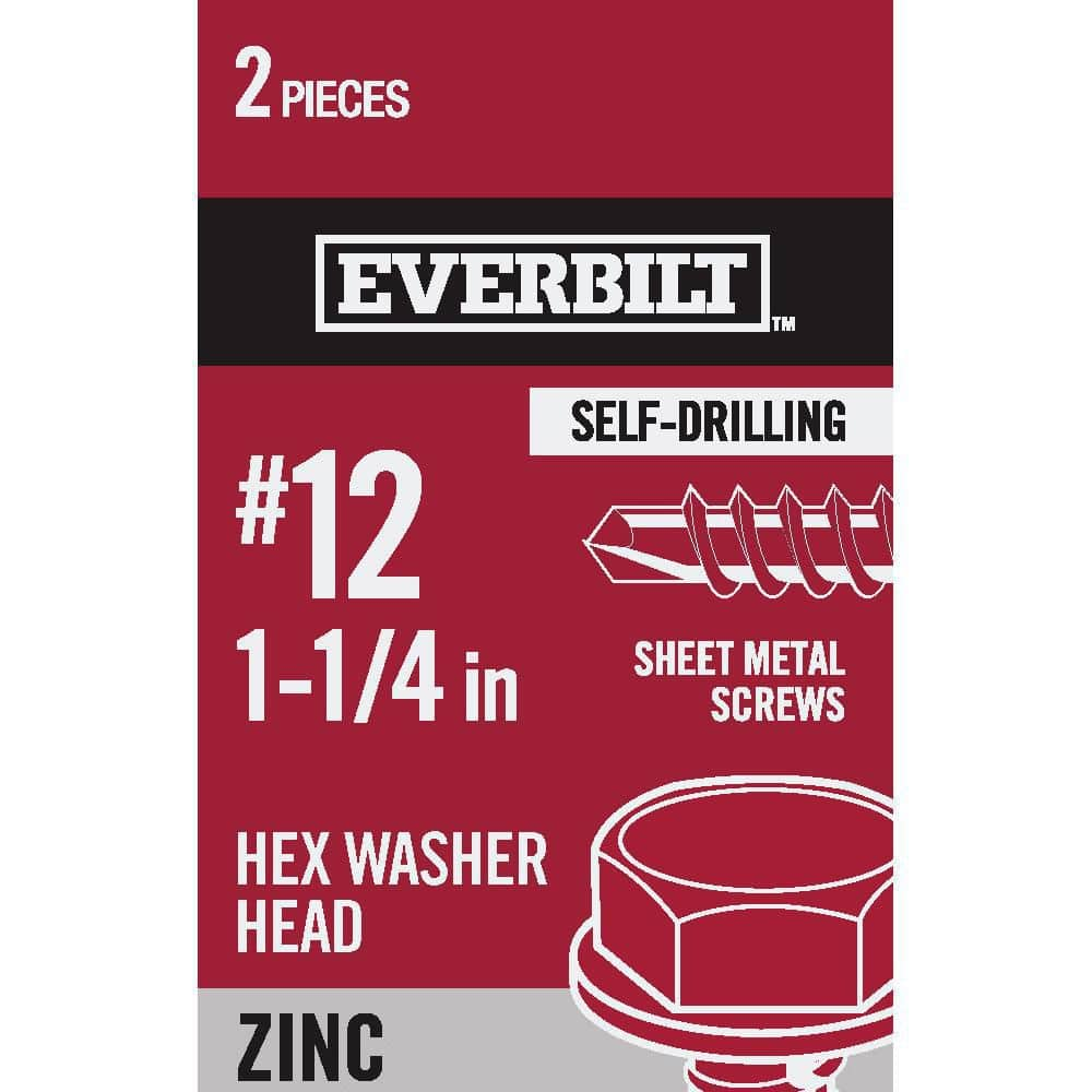 Everbilt #12 X 1-1/4 In. Zinc-Plated Steel Hex-Head Sheet Metal Screw ...