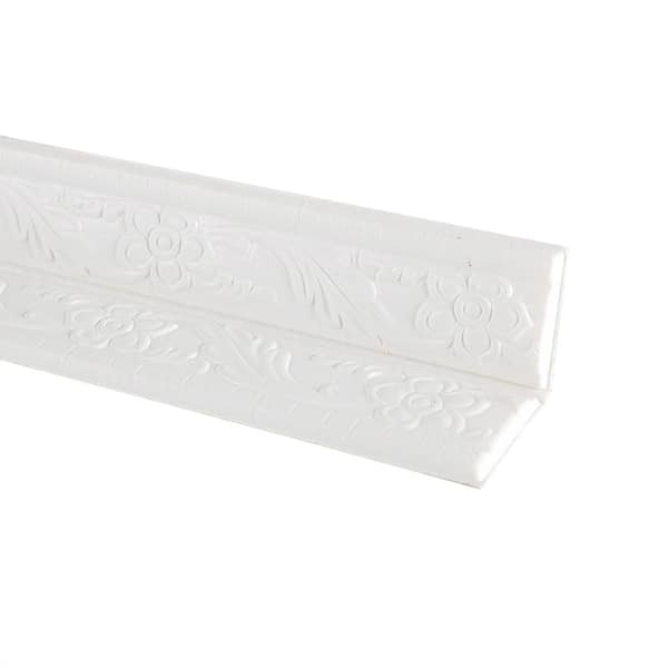 Wellco 1-5/6 in. x 1-5/6 in. x 90 in. White Foam Crown Moulding, Flexible Peel and Stick Ceiling Moulding Trim