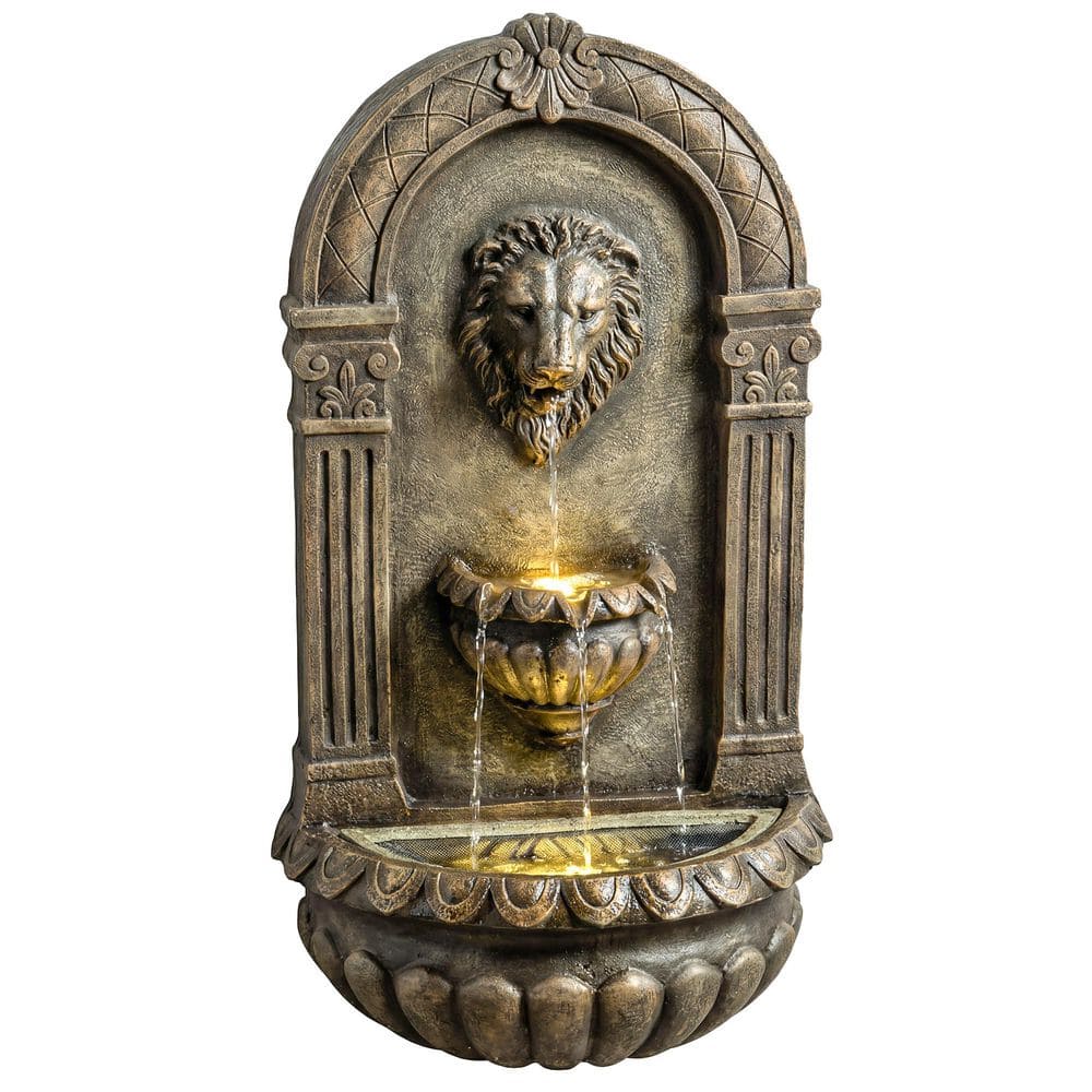 Outsunny 31 in. Electric Resin Wall Tiered Fountain with LED