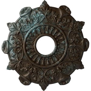 1 in. x 17-1/2 in. x 17-1/2 in. Polyurethane Preston Ceiling Medallion, Bronze Blue Patina