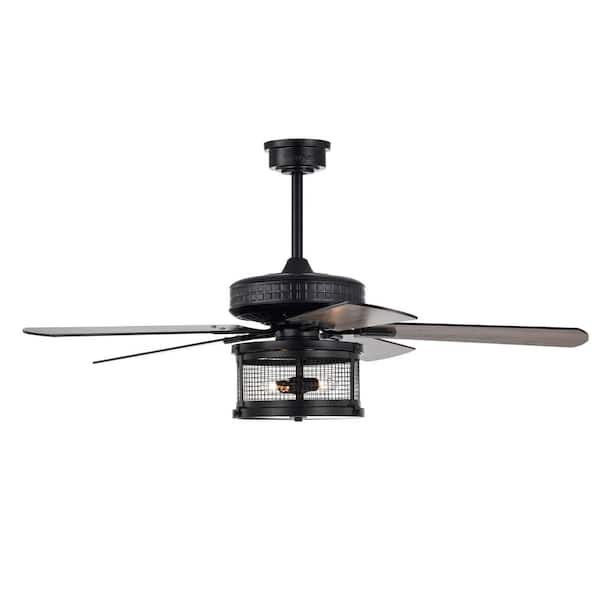 Carmella 52 in. 2-Light Indoor Matte Black Finish Ceiling Fan with Light Kit