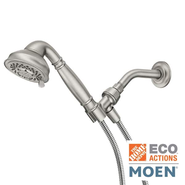 MOEN Brecklyn 8-Spray 4 in. Single Tub Wall Mount Handheld Adjustable Shower Head in Spot Resist Brushed Nickel