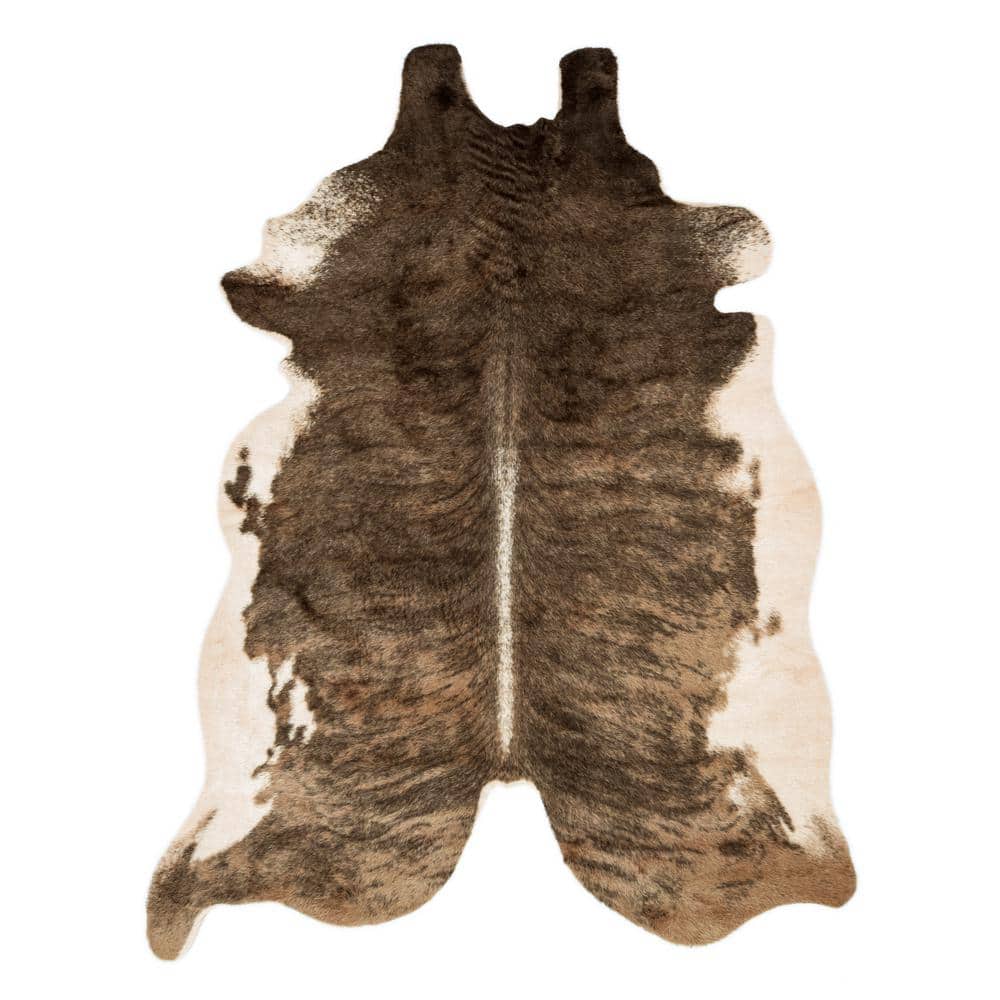 Cabin Charm Camel & Beige Synthetic Cowhide Rug, 3'10" x 5'