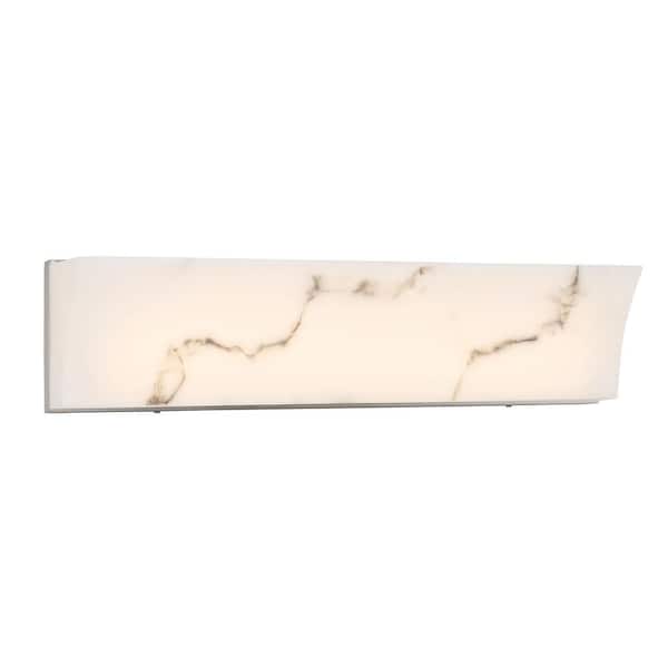 Minka Lavery Eroles 24 in. 1-Light Brushed Nickel LED Vanity Light Bar with Faux Alabaster Shade