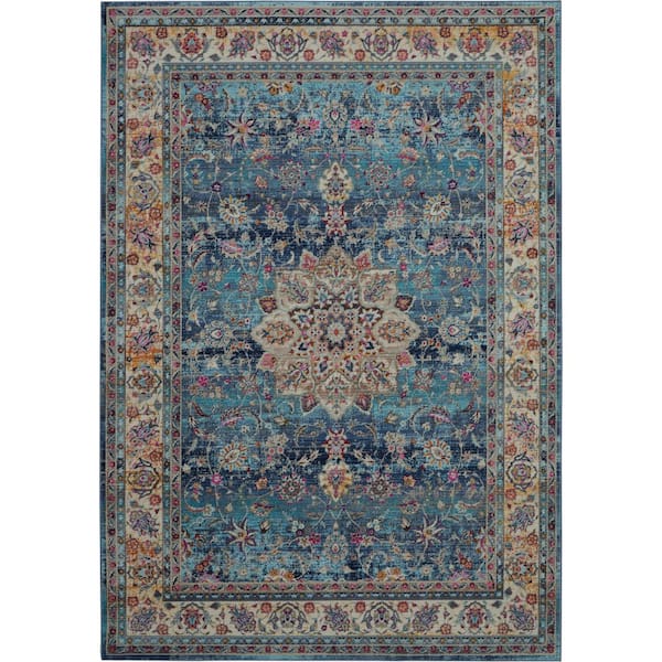 Nourison Vintage Kashan Blue 5 ft. x 8 ft. Moroccan Vintage Area Rug