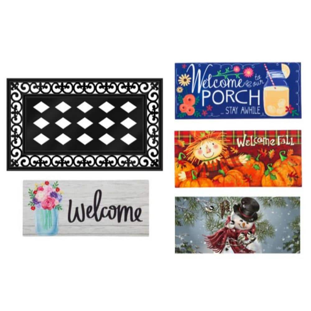 Evergreen Sassafras Fall Holiday Set of 5 Door Mats with Rubber Display  Frame, Collection #5 P2021FH56 - The Home Depot