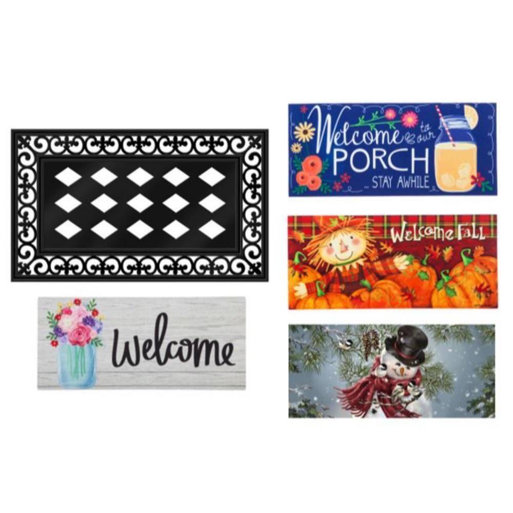 thumbnail image 2 of Evergreen Sassafras Let It Snow! Interchangeable Entrance Doormat | Indoor And Outdoor | 22-inches X 10-inches | Non-Slip Backing | All-Season | Low 2 of 11