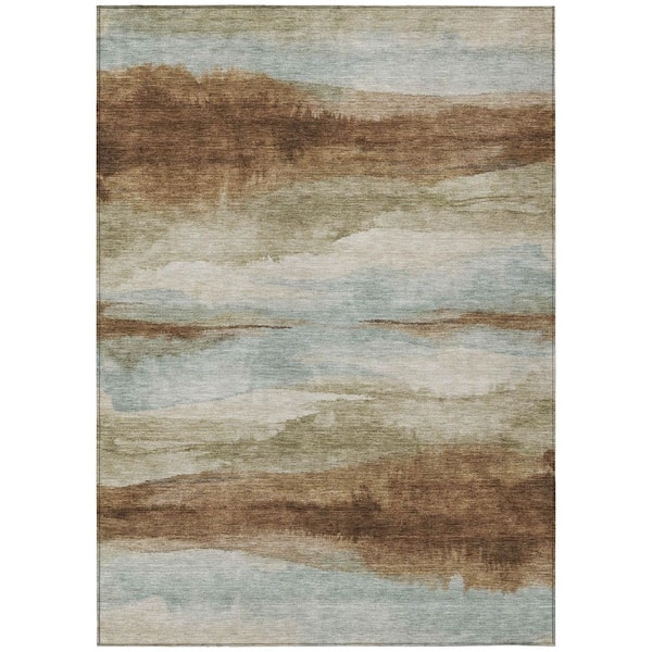 Chantille Machine Washable Indoor/Outdoor Abstract ACN3008 Mocha 9 ft. x 12 ft. Area Rug