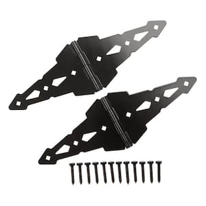 8 in. x 5-1/2 in. Black Heavy-Duty Decorative Strap Hinges (2-Pack)