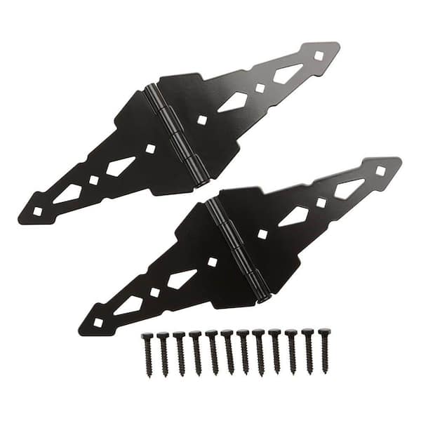 Everbilt 8 in. Black Heavy-Duty Decorative Strap Hinges (2-Pack)
