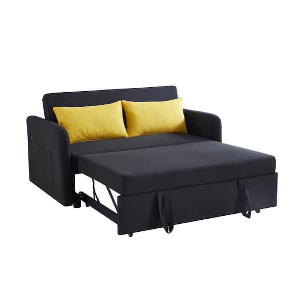 Unbranded 56.3 in. Width Black Fabric Twin Sofa Bed Multifunctional Folding Sofa Bed Thanksgiving Convertible Sofa Bed