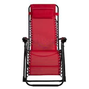 Metal Outdoor Recliner Gravity Chair in Red