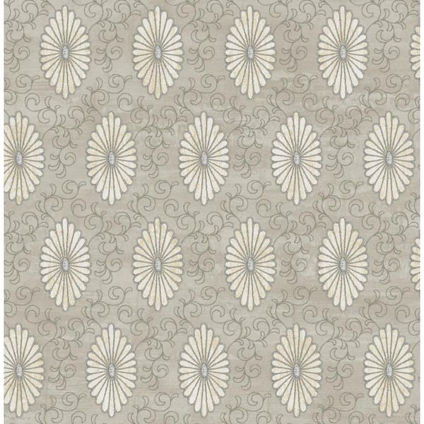 Seabrook Designs Palladium Metallic Champagne and Ivory Medallion Paper Strippable Roll (Covers 56.05 sq. ft.)