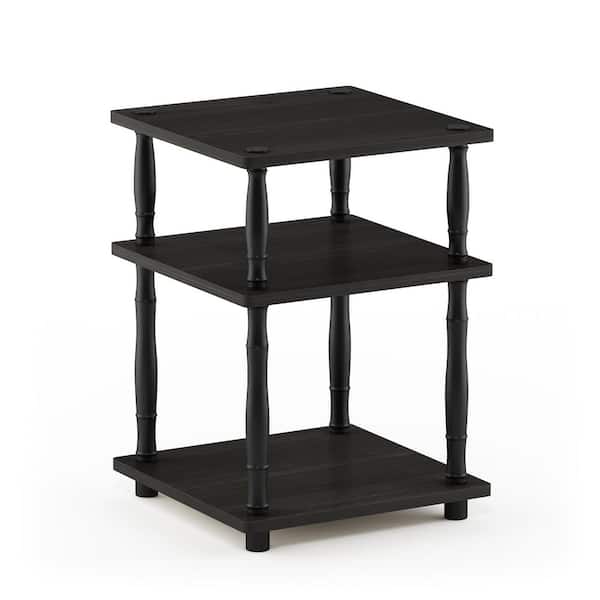 Furinno Turn-N-Tube 14.6 in. Espresso/Black Square Wood End Table with Classic Tube