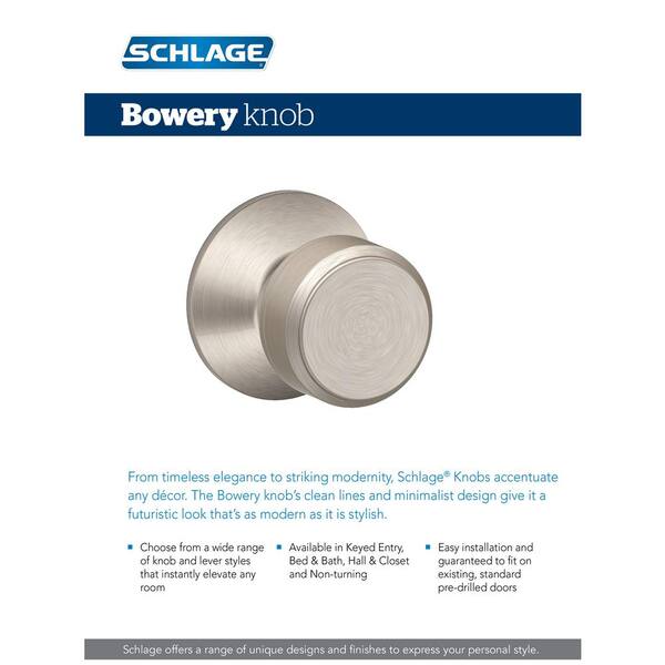 Schlage F40-BWE-CEN Bowery Privacy Knob Set with Decorative