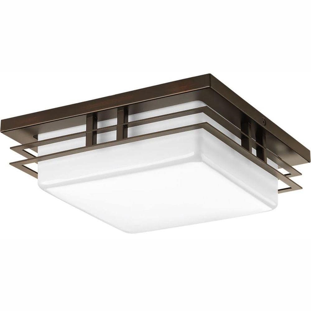 Antique Bronze Glass LED Flush Mount Light