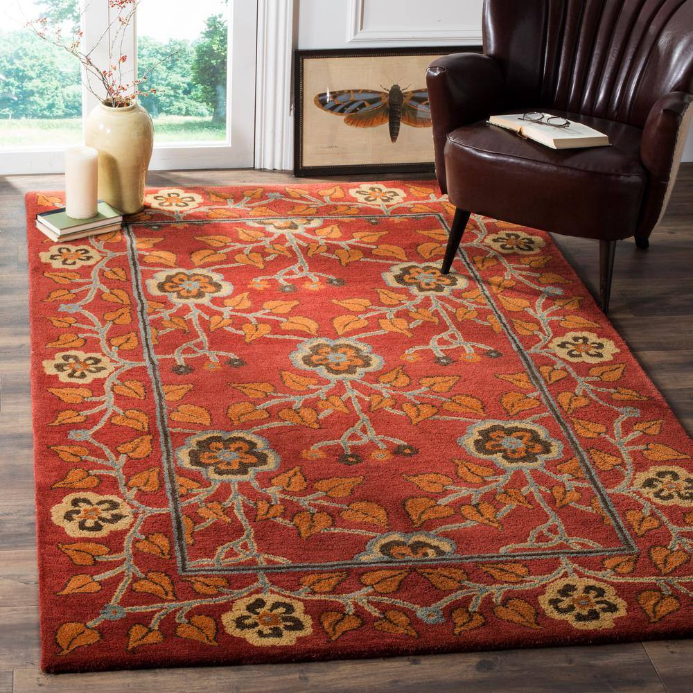 Handmade Red Wool 6' x 9' Tufted Area Rug