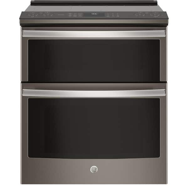 GE Profile 6.6 cu. ft. Smart Slide-In Double Oven Electric Range with Self-Cleaning Convection in Slate
