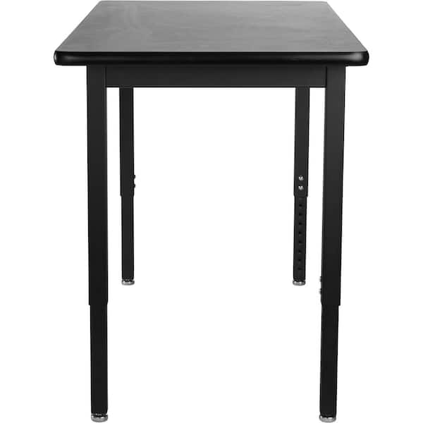 National Public Seating Heavy Duty 24 in. x 60 in. Black Frame Adjustable Height Table with Casters in Black Top