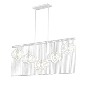 Contour 5-Light White Indoor Statement Chandelier Light with No Bulbs Included