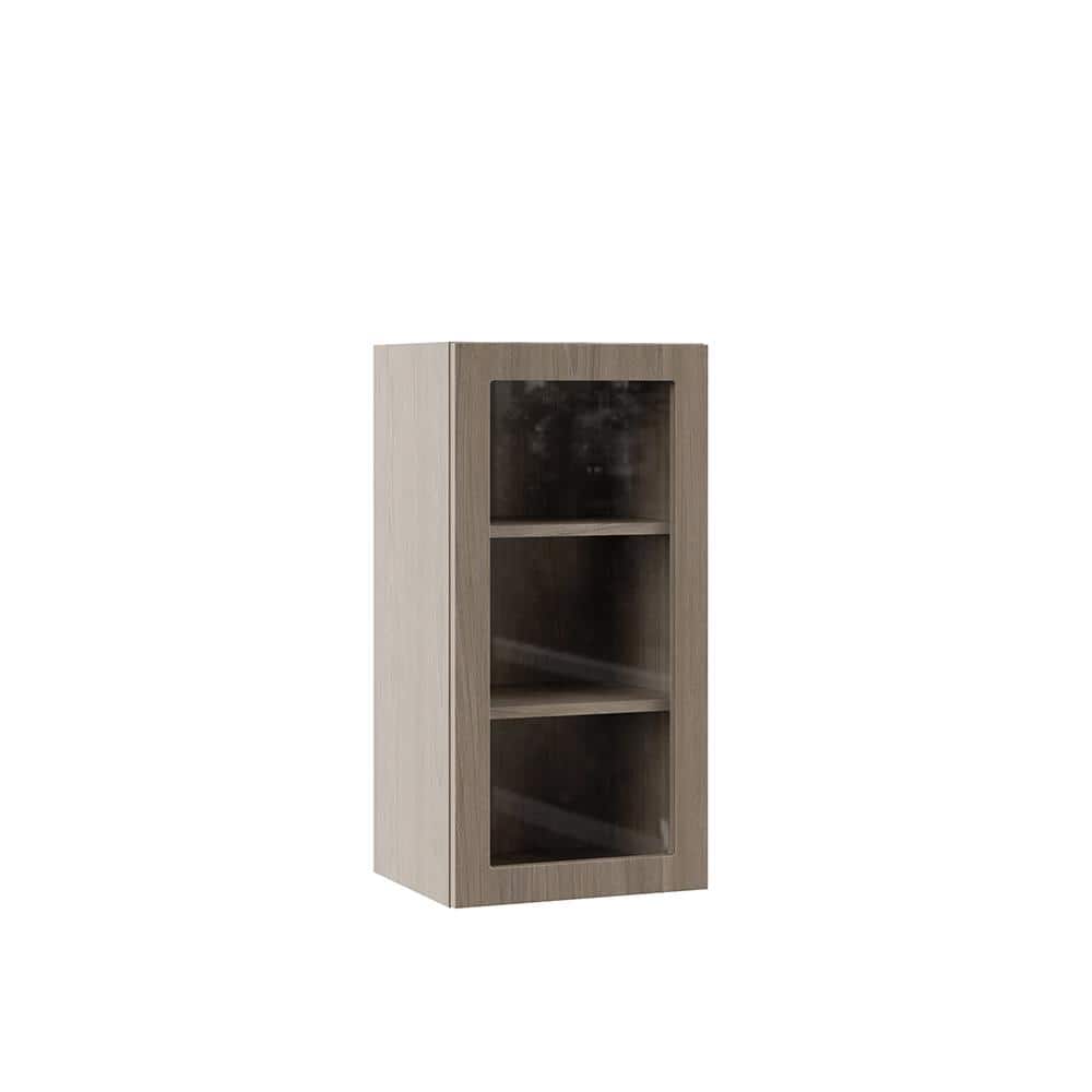 Designer Series Edgeley 15 in. W x 12 in. D x 30 in. H Assembled Slab Glass Door Wall Kitchen Cabinet in Driftwood price history on PriceWatchPro