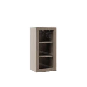 Designer Series Edgeley Assembled 15x30x12 in. Wall Kitchen Cabinet with Glass Door in Driftwood