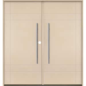 SUMMIT Modern Faux Pivot 72 in. x 80 in. Left-Active/Inswing Solid Panel Unfinished Double Fiberglass Prehung Front Door