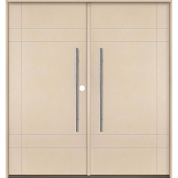 Krosswood Doors SUMMIT Modern Faux Pivot 72 in. x 80 in. Left-Active/Inswing Solid Panel Unfinished Double Fiberglass Prehung Front Door