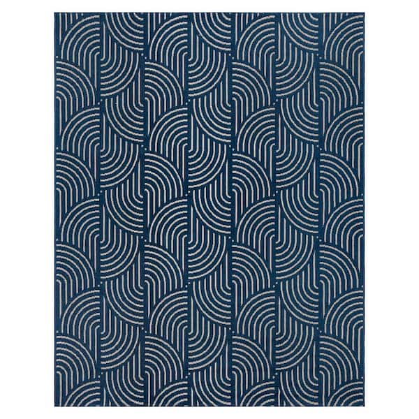 Gertmenian Ringley Michele Navy 9 ft. x 13 ft. Geometric Indoor/Outdoor Area Rug