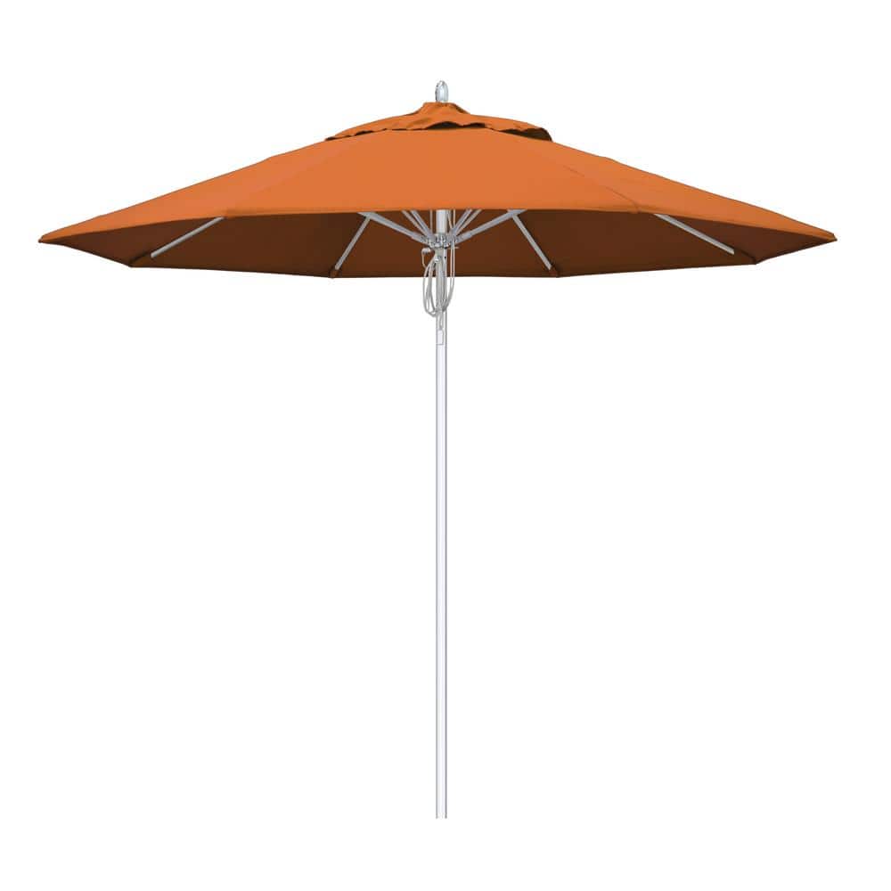 9 ft. Silver Aluminum Commercial Fiberglass Ribs Market Patio Umbrella and Pulley Lift in Tuscan Sunbrella price history on PriceWatchPro