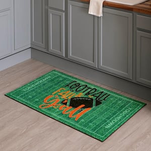 Football and Fall Y'all Green 2 ft. x 3 ft. 4 in. Machine Washable Area Rug