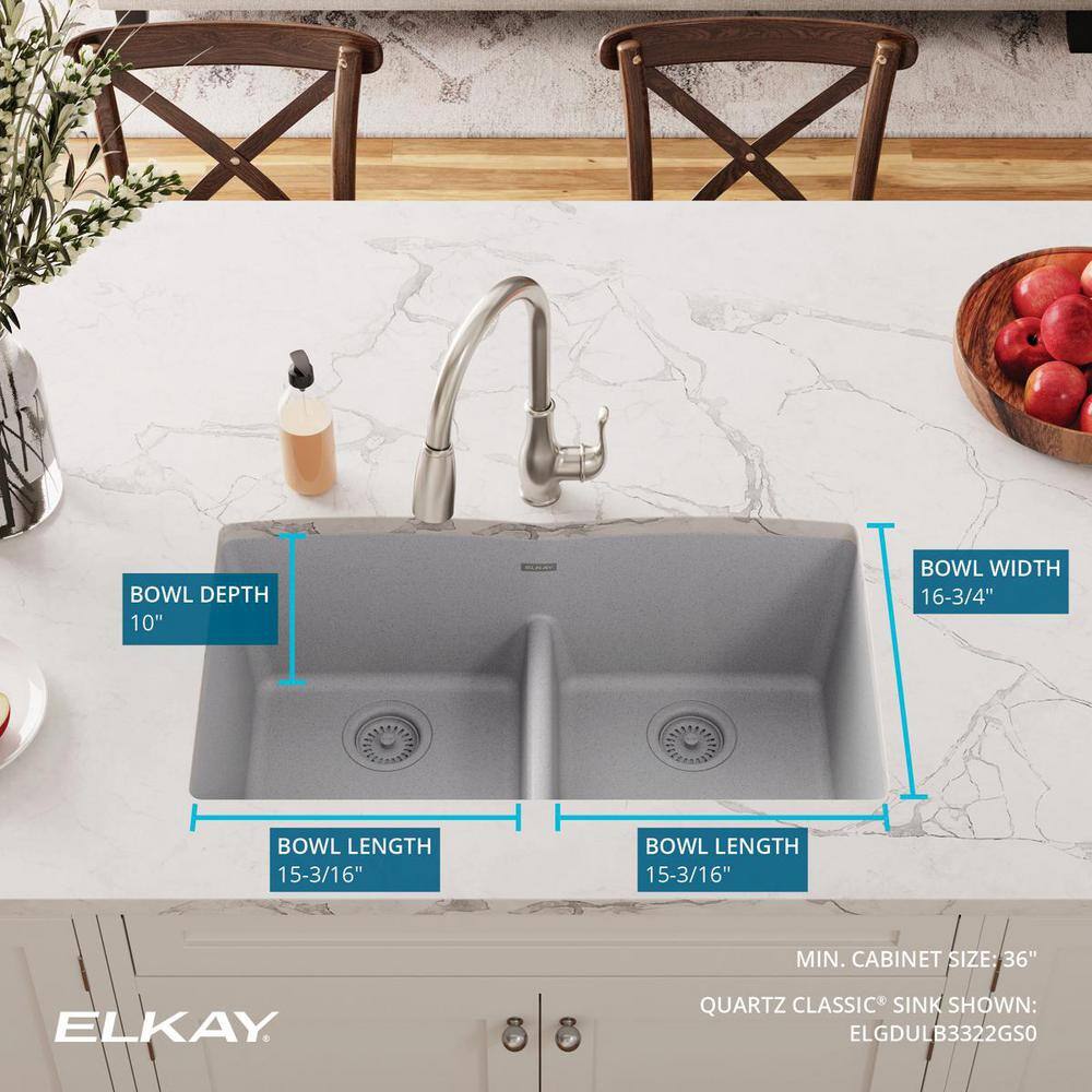Greystone Quartz Double Bowl Undermount Kitchen Sink