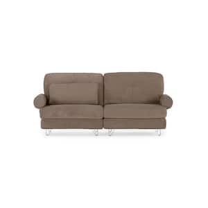 Transformer Couch 98 in. Taupe Polyester Loveseat with Washable Covers Modular Sofa
