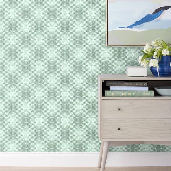 Tile White and Green combination Non-Pasted Wallpaper Roll (Covers approximately 52 square feet)
