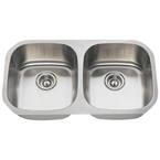 Undermount Stainless Steel 33 in. Double Bowl Kitchen Sink