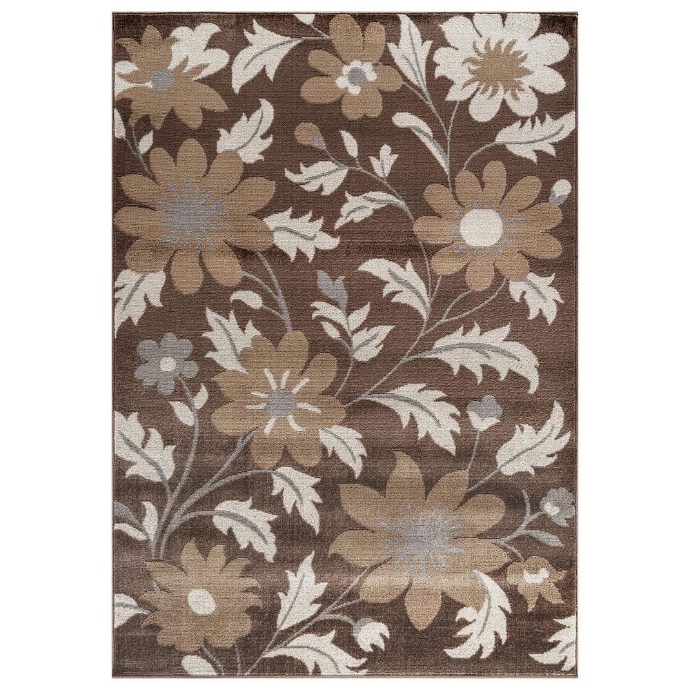 Contemporary Floral Area Rug for Living Room, Bedroom, or Entryway 5 ft. x 7 ft. Brown price history on PriceWatchPro