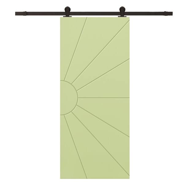 CALHOME 36 in. x 84 in. Sage Green Painted Composite MDF Paneled Interior Sliding Barn Door with Hardware Kit