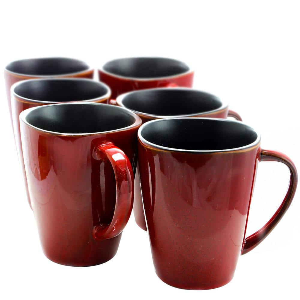 Set of 6 Large-Sized 14 Ounce Ceramic Coffee Mugs Christmas Theme