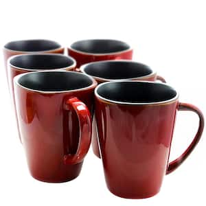 Harland 14 oz. Red Stoneware Mugs ( Set of 6)