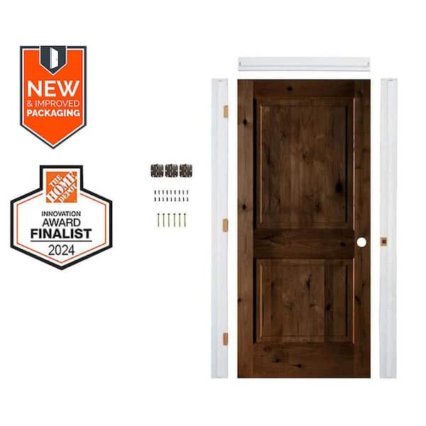 Krosswood Doors Assembly Required 36 in. x 80 in. Alder Square Top Left-Hand Provincial Stain Single Interior Door Kit w/Separate Jamb