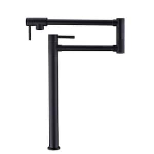 Modern Double Handle Deck Mounted Pot Filler with Double Handles in Matte Black