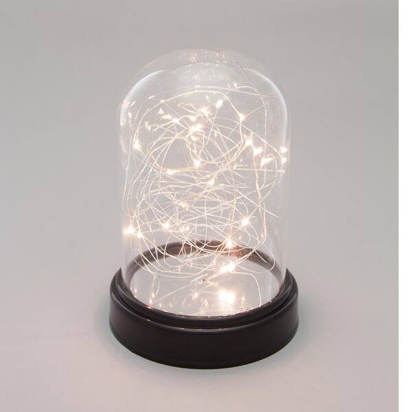 Everlasting Glow 5.5 in. x 8 in. Clear Glass Cloche with Micro LED String Light