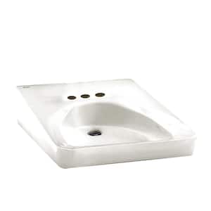 Wheelchair Users Wall-Mounted Bathroom Sink in White